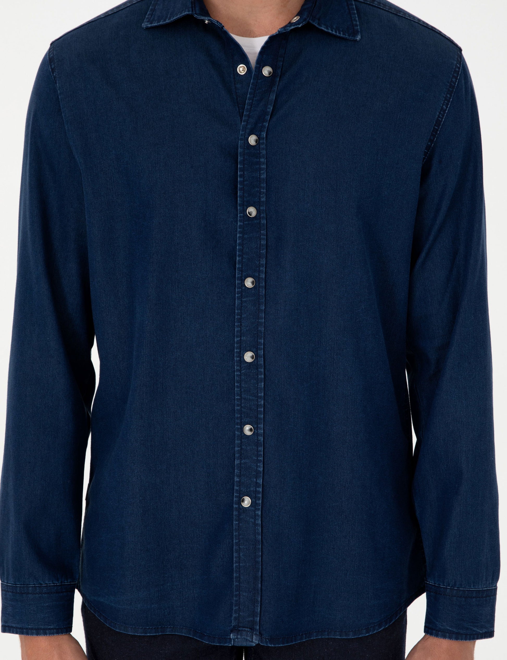 Navy Blue Regular Fit Jeans Shirt
