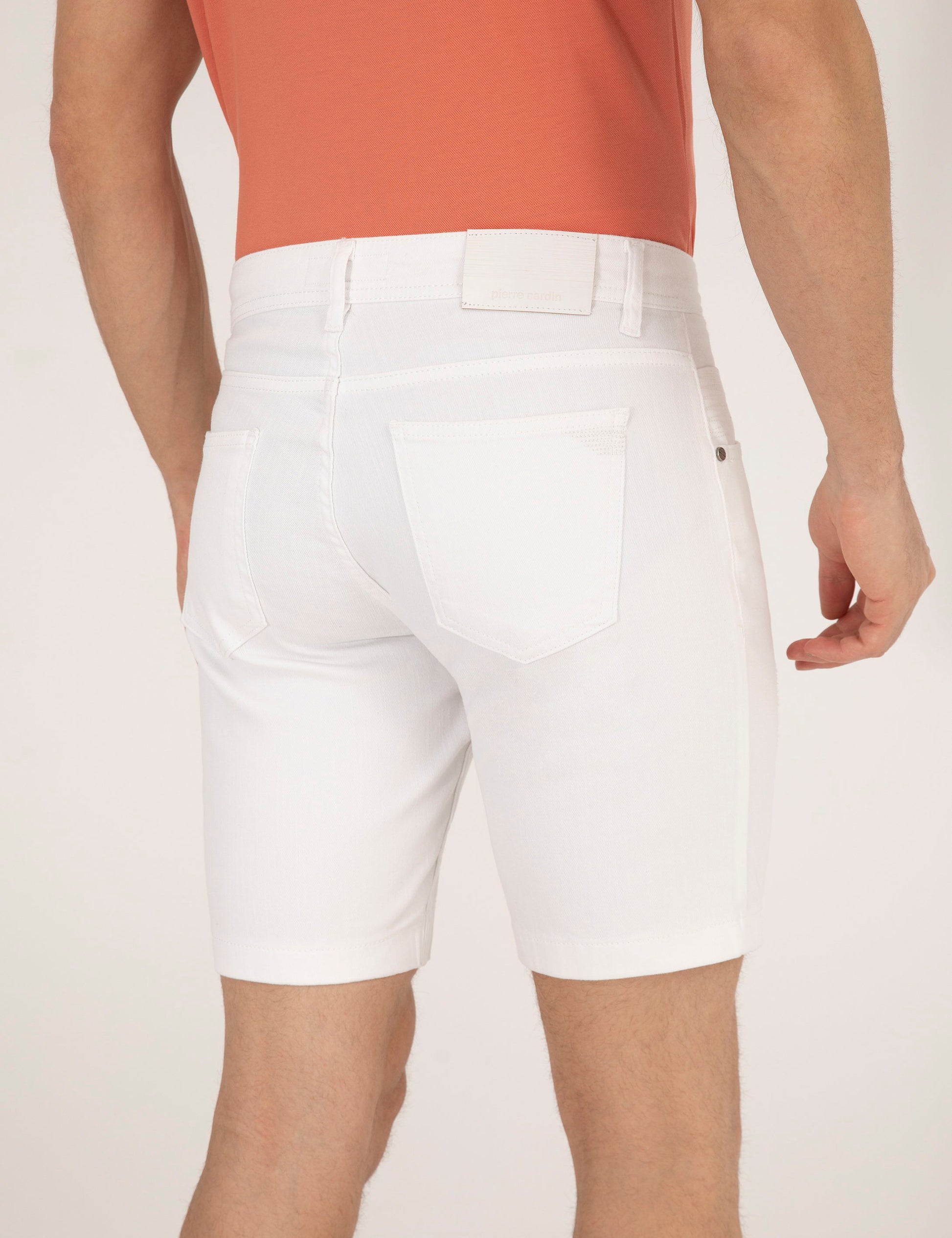 Ecru Slim Fit Jeans Shorts