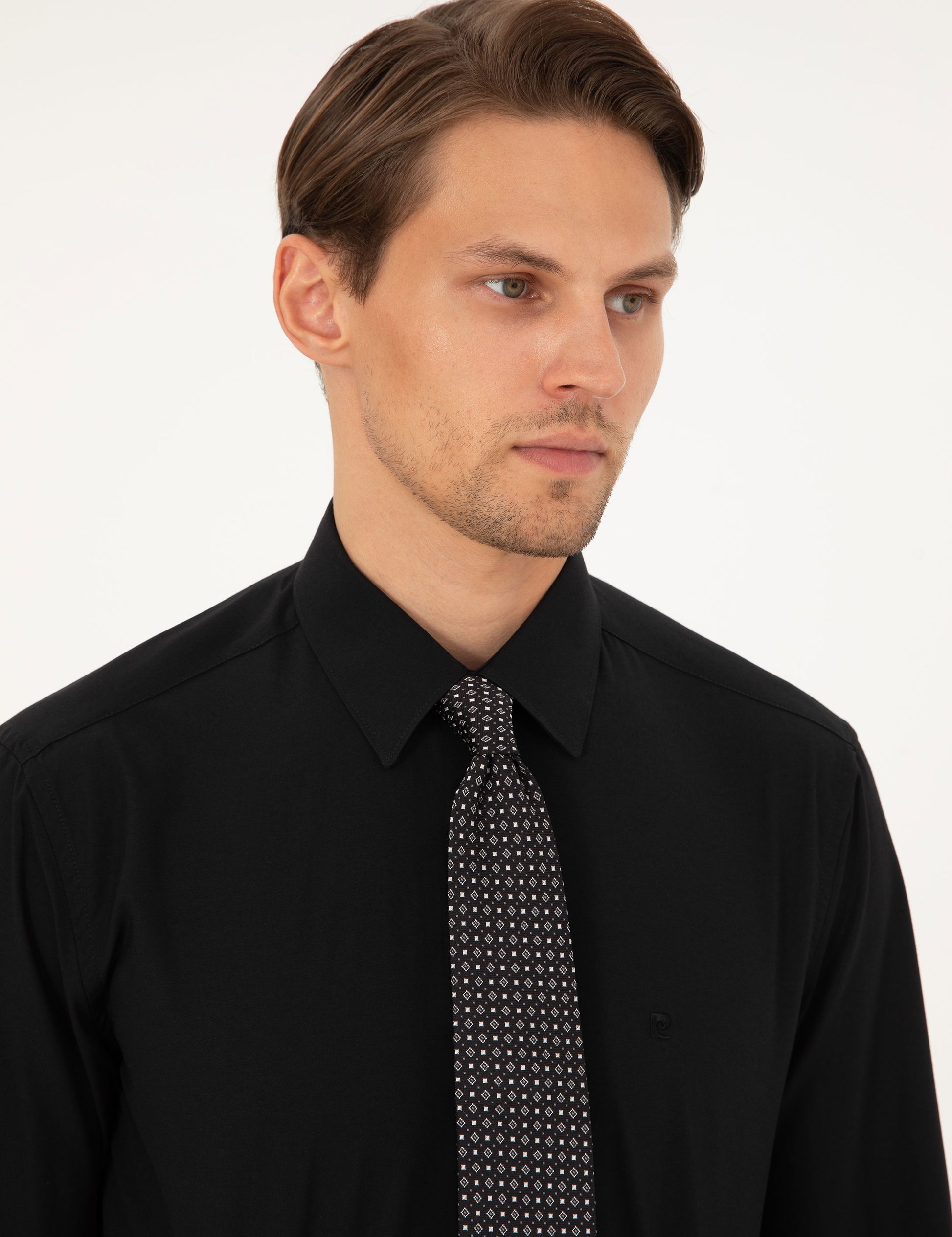 Black Regular Fit Long Sleeve Basic Shirt