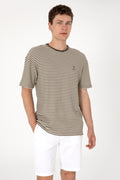 Men's Comfort Fit Crew Neck Mink Knit Patterned T-Shirt
