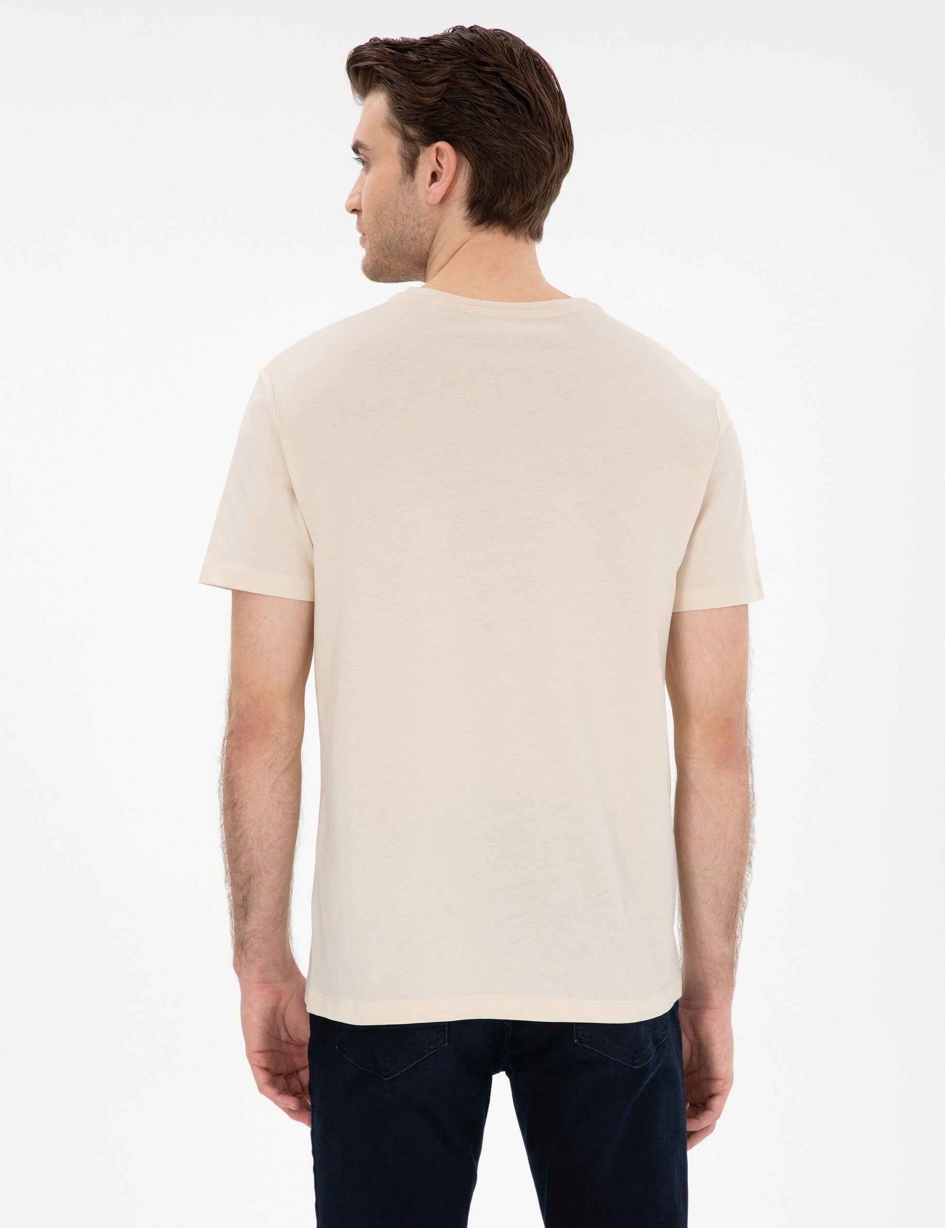Beige Slim Fit Basic T-Shirt