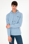 Men's Hooded Light Blue Basic Charcoal Sweatshirt