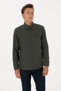 Men's Dark Green Long Sleeve Shirt