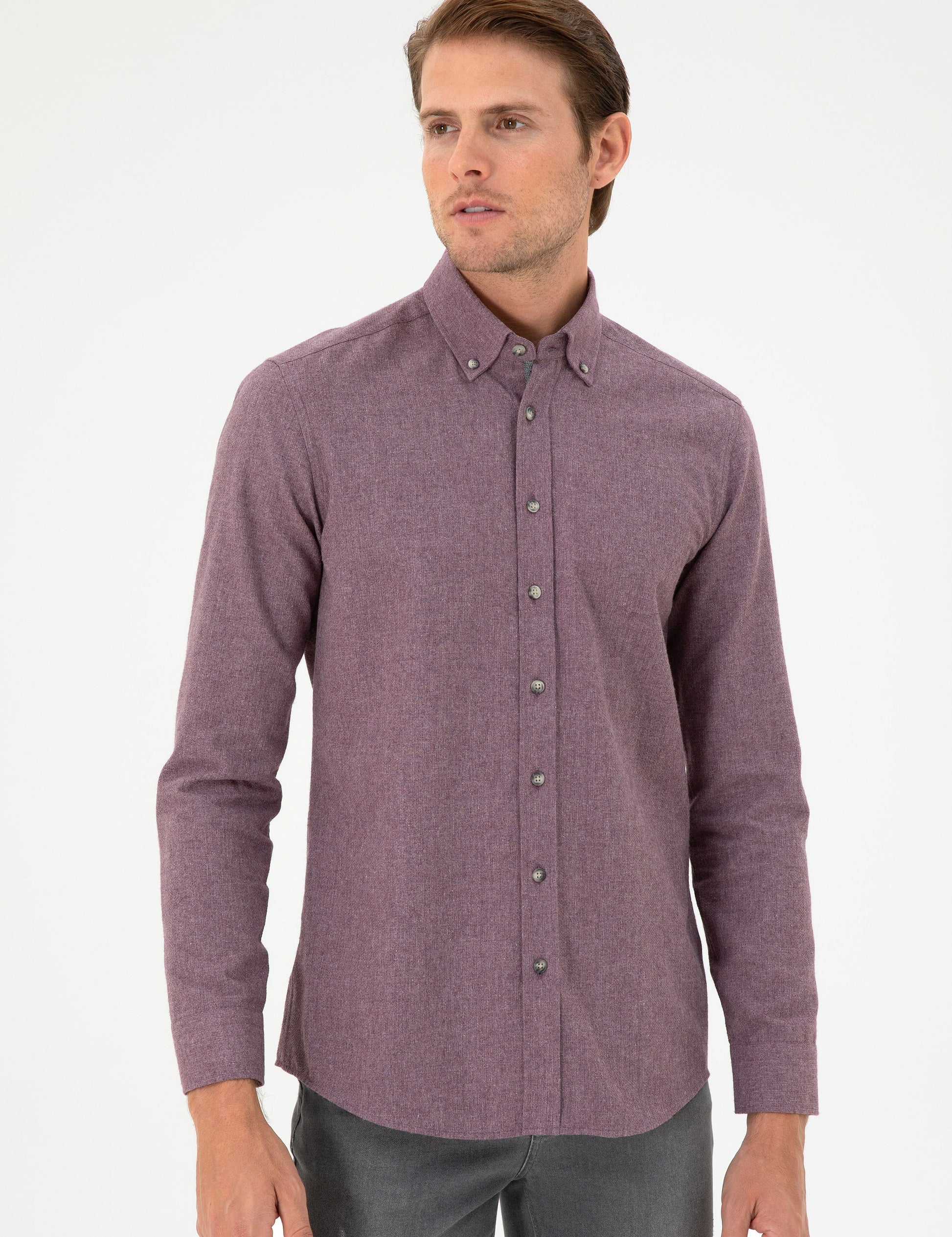 Purple Slim Fit Long Sleeve Shirt