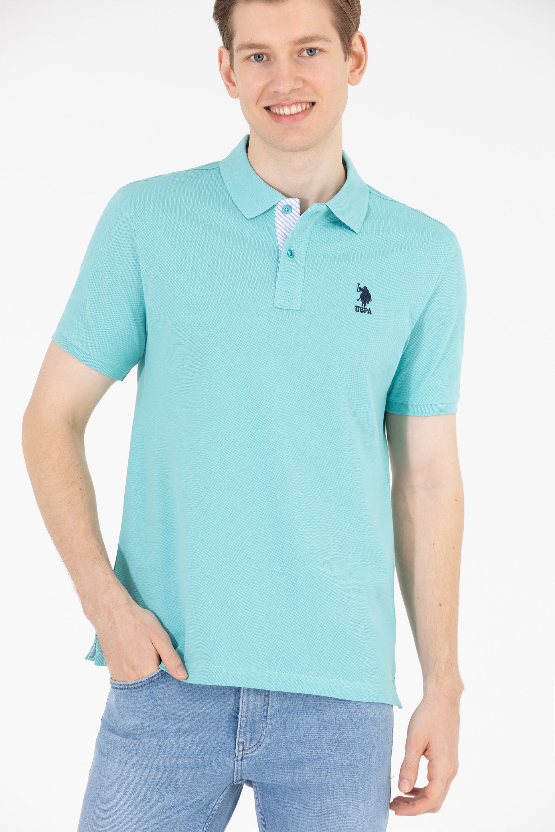 Men's Mint Basic Polo Neck T-Shirt