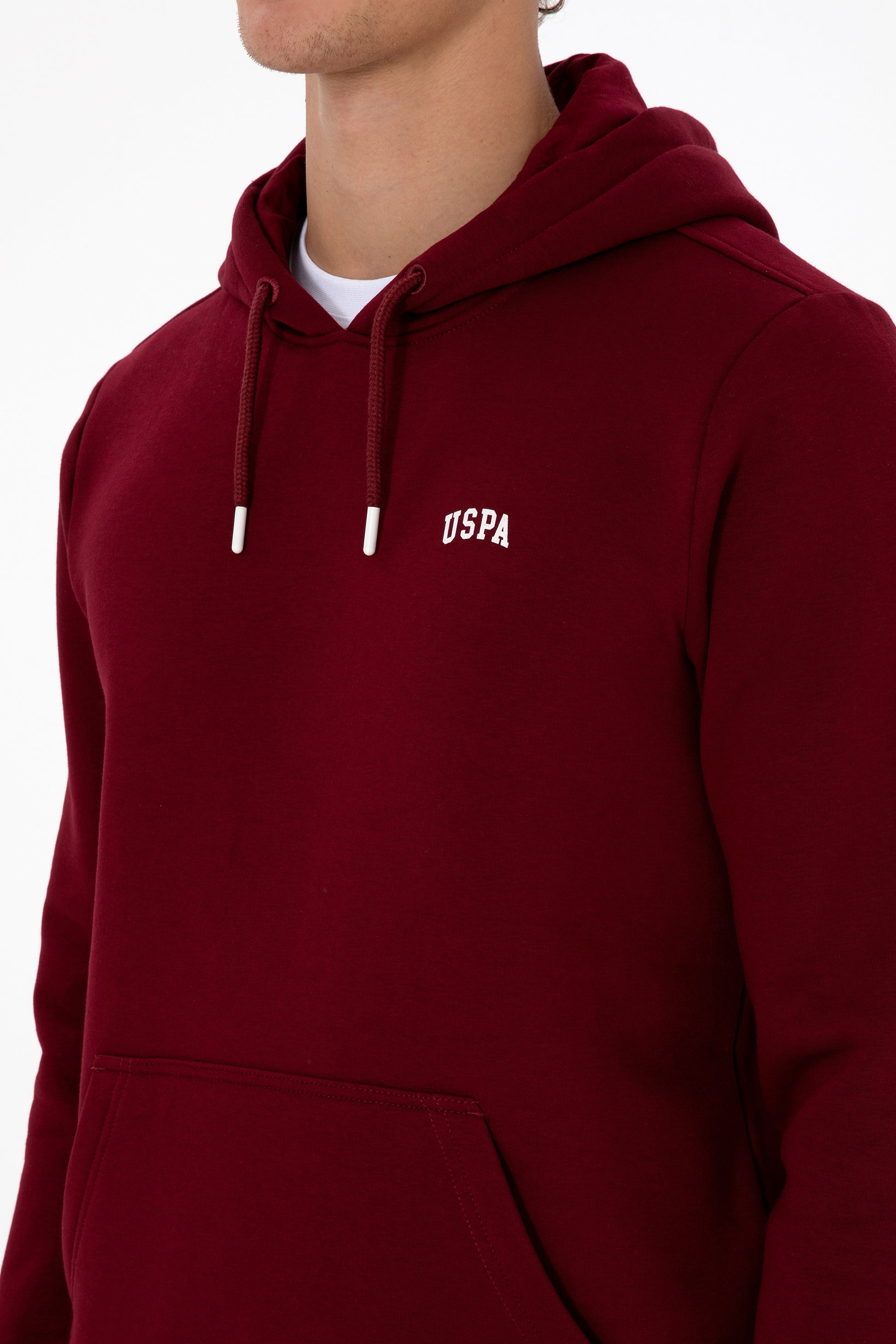 Erkek Regular Fit Kapüşonlu Bordo Basic Sweatshirt