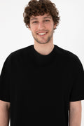 Men's Comfort Fit Crew Neck Black Mercerized Basic T-Shirt