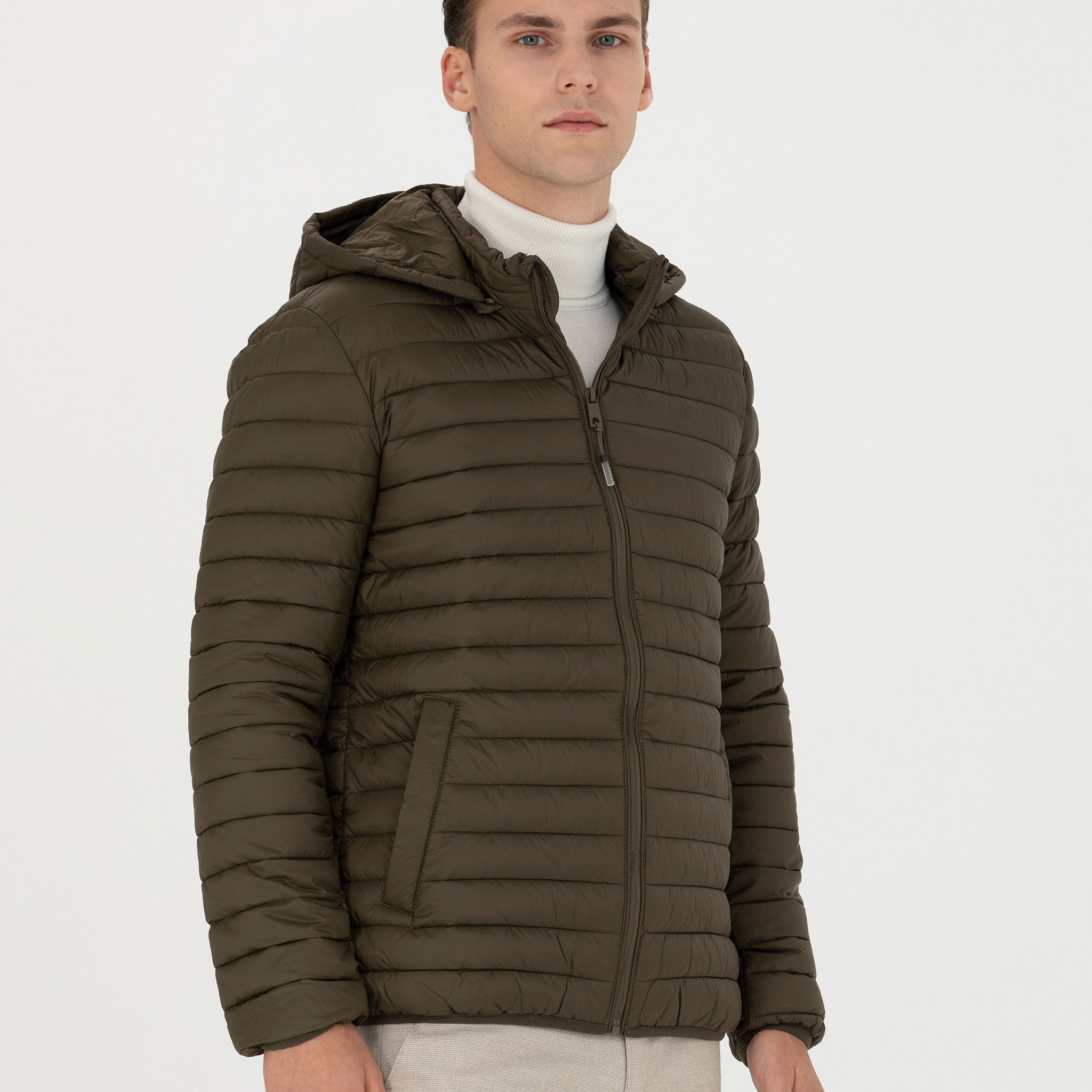 Khaki Hooded Spring Seasonal Coat