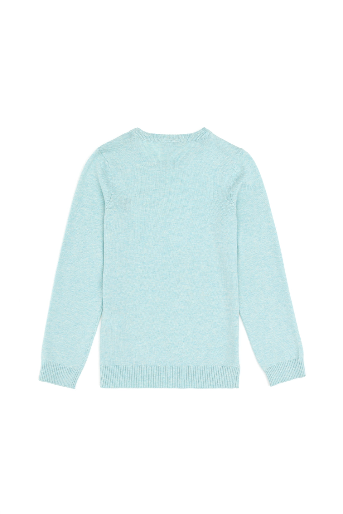 Girls' Water Green Crew Neck Basic Sweater