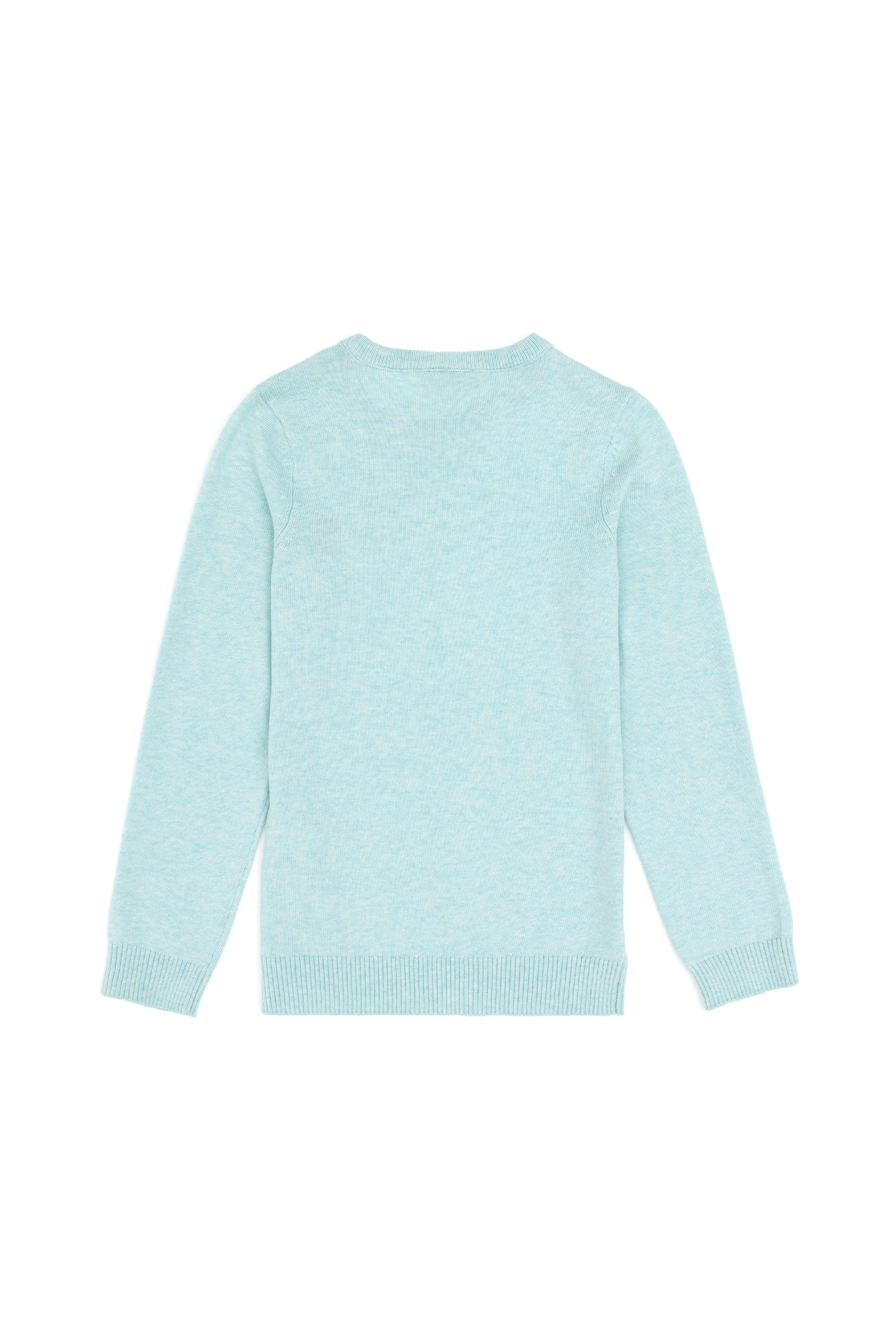 Girls' Water Green Crew Neck Basic Sweater