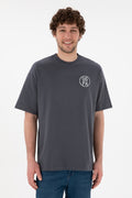 Men's Oversize Fit Crew Neck Anthracite T-Shirt