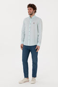 Men's Water Green Long Sleeve Basic Shirt