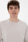 Men's Comfort Fit Crew Neck Light Grey T-Shirt