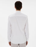 White Slim Fit Striped Long Sleeve Shirt