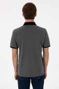 Men's Regular Fit Polo Neck Anthracite Melange Basic T-Shirt