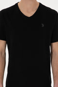 Men's Regular Fit V-Neck Black Basic T-Shirt