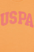Girls' Orange Crew Neck Basic T-Shirt