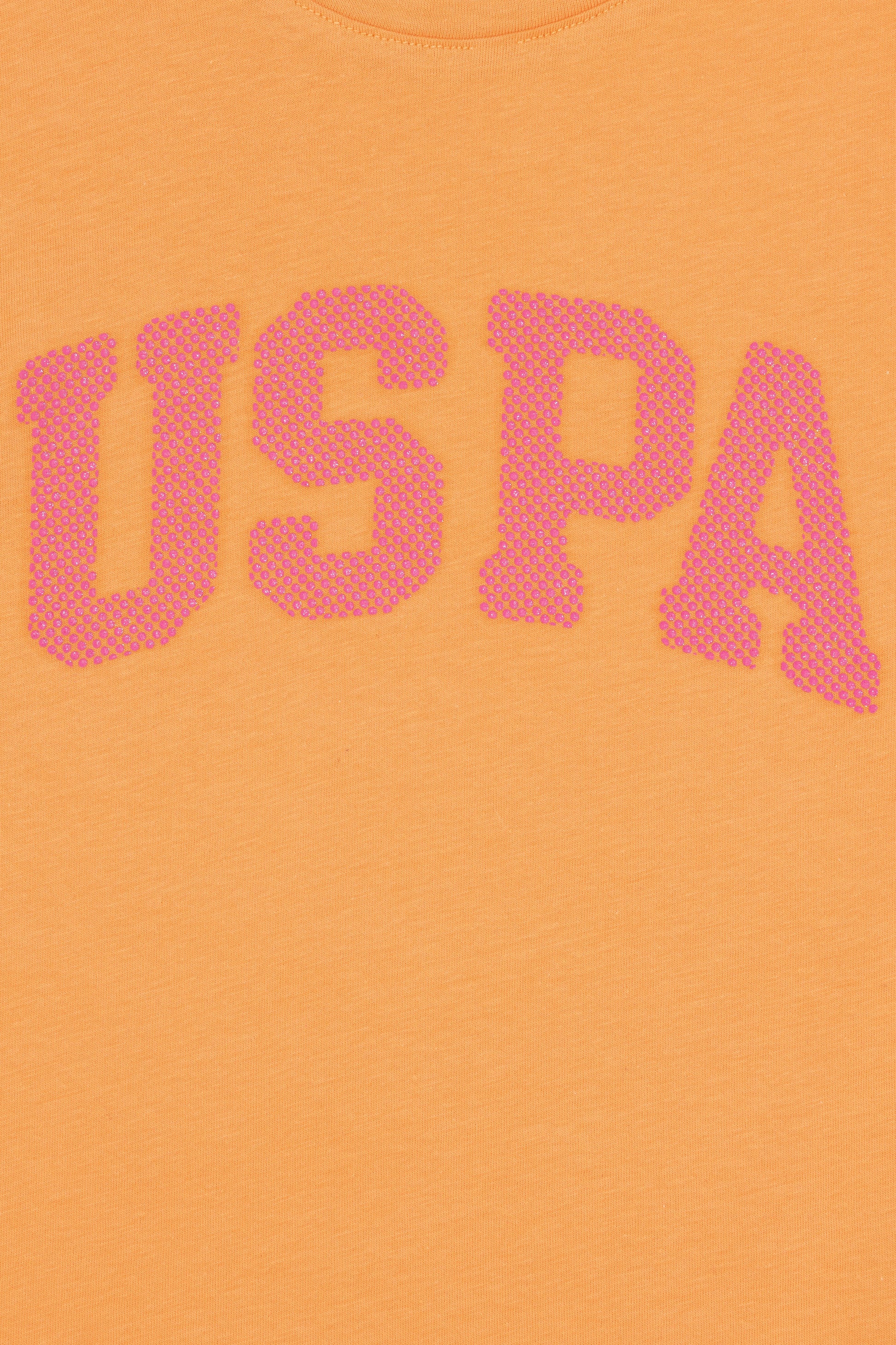 Girls' Orange Crew Neck Basic T-Shirt