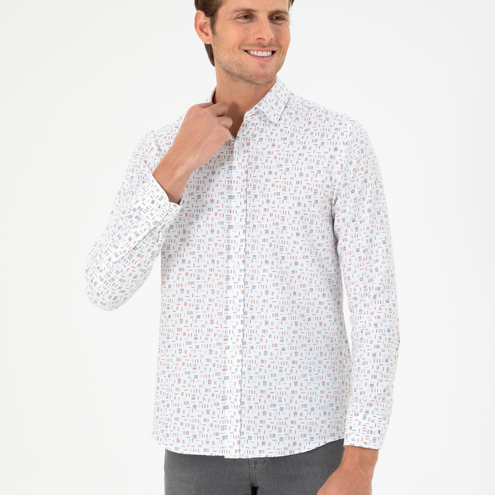 Orange Slim Fit Long Sleeve Shirt
