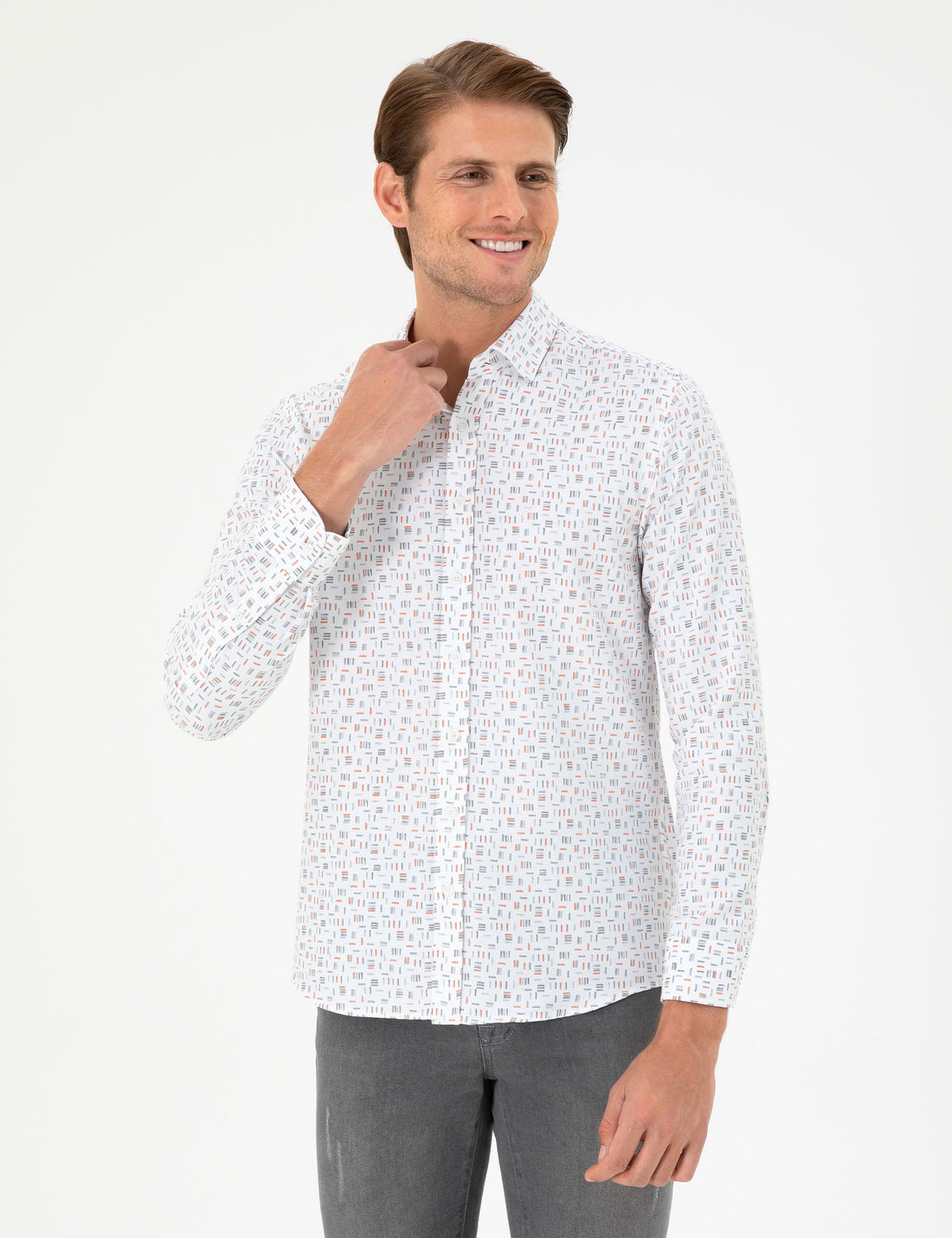 Orange Slim Fit Long Sleeve Shirt