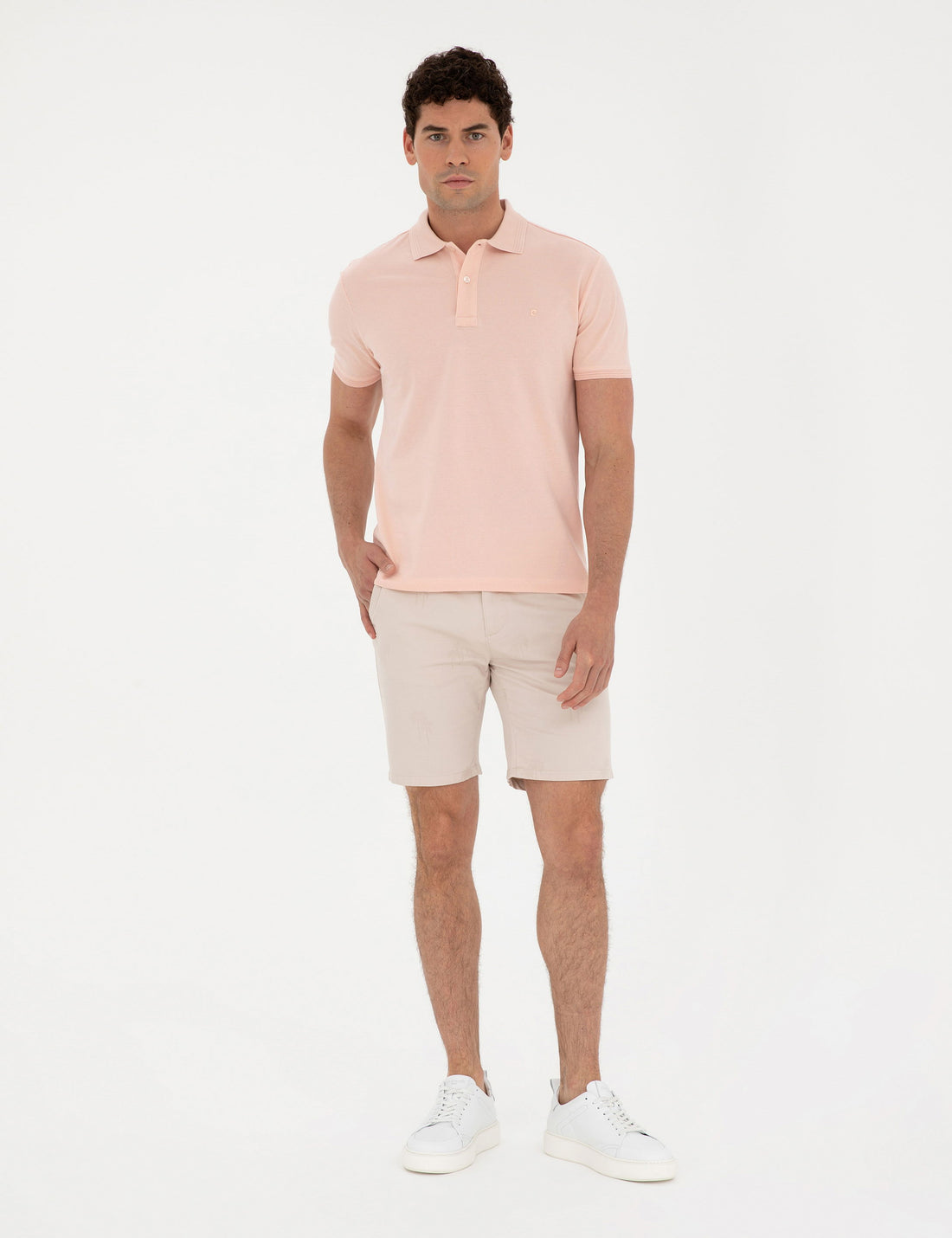 Beige Slim Fit Woven Shorts