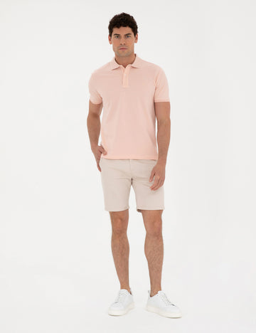 Beige Slim Fit Woven Shorts