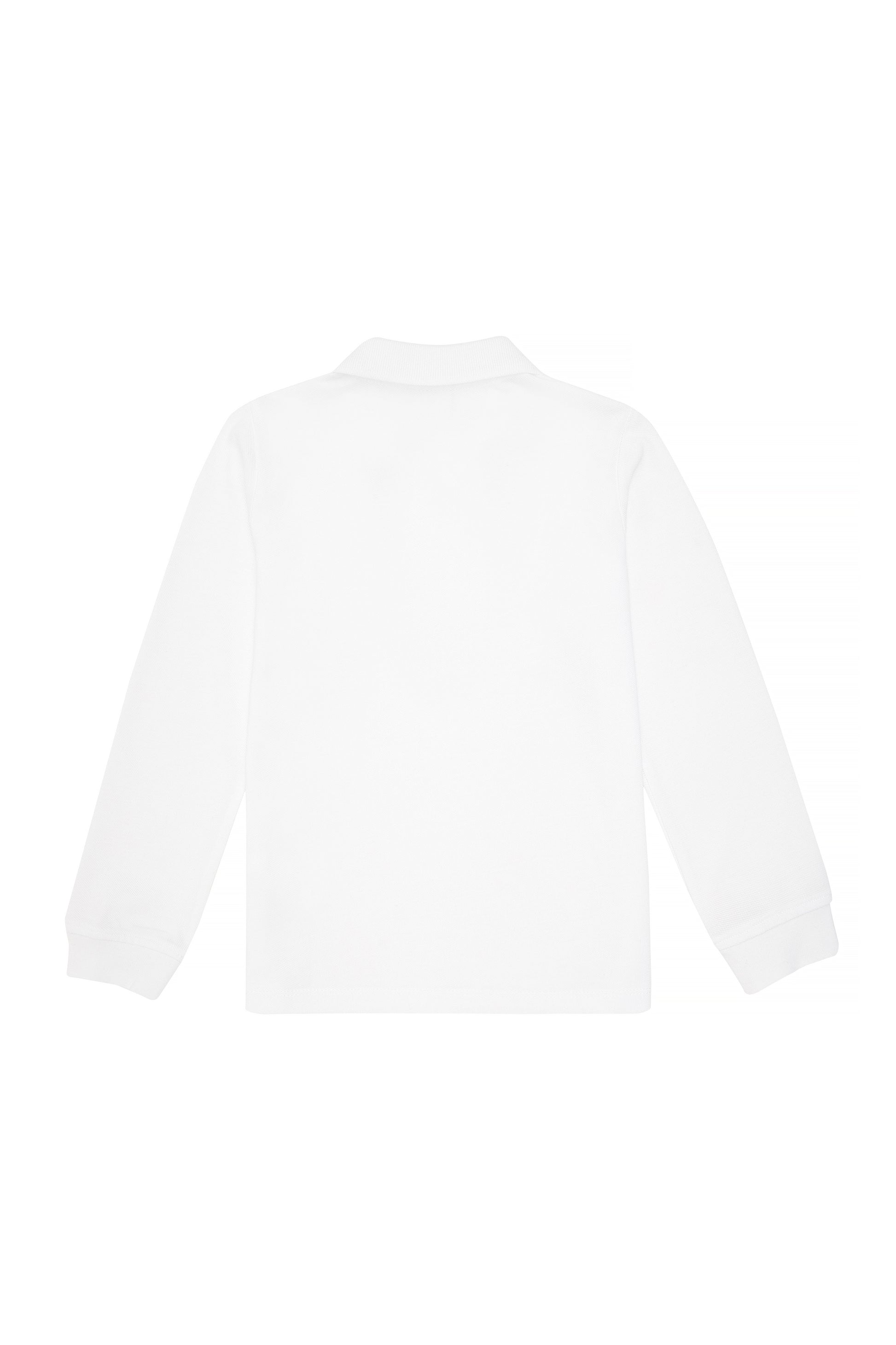 Boy's White Basic Polo Neck Sweatshirt