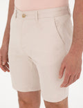 Beige Slim Fit Woven Shorts