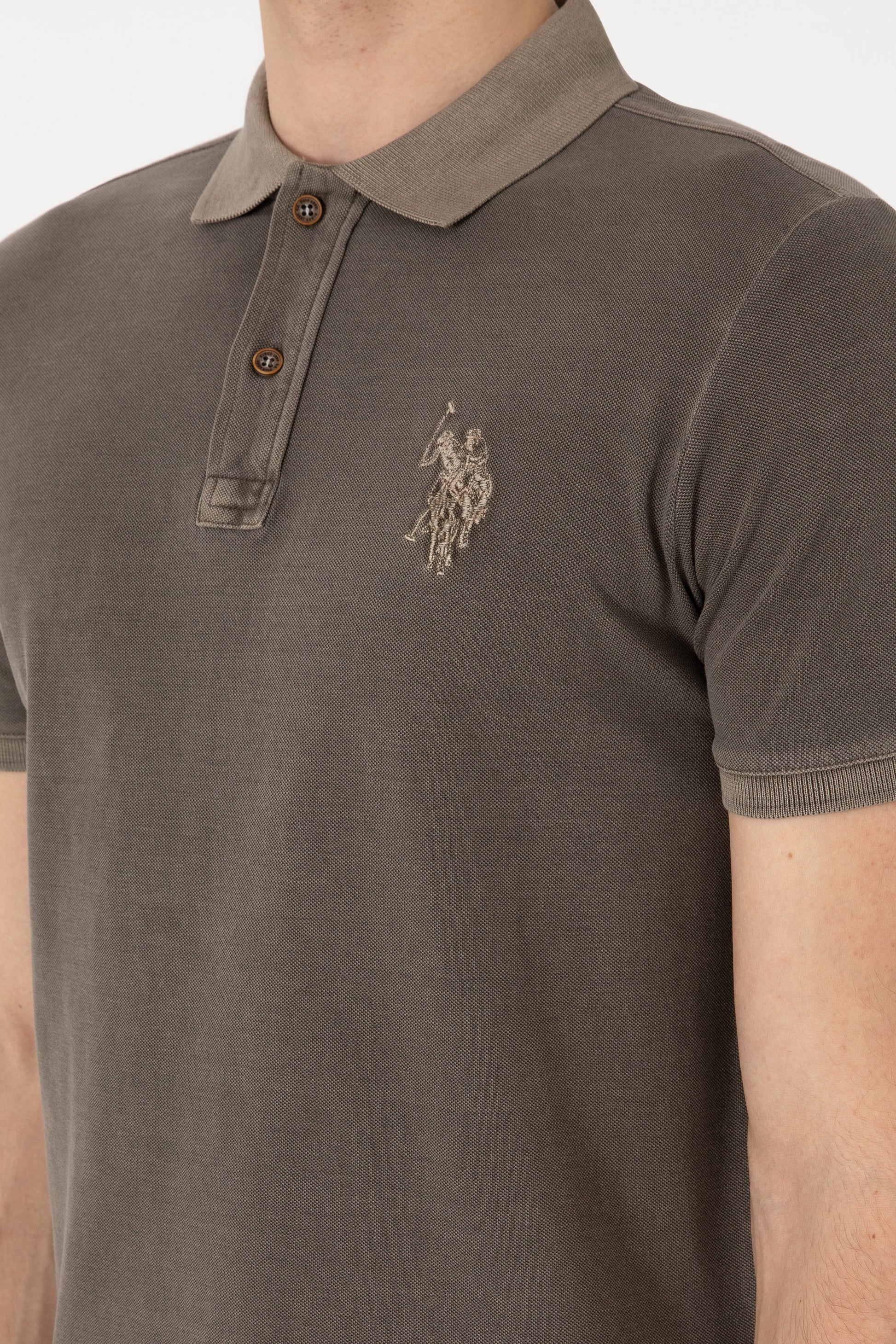 Men's Slim Fit Polo Neck Mink Wash Basic T-Shirt