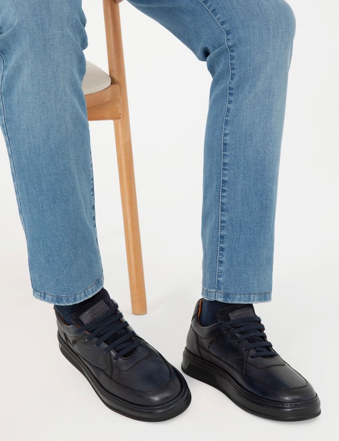 Navy Blue 100% Leather Casual Shoes