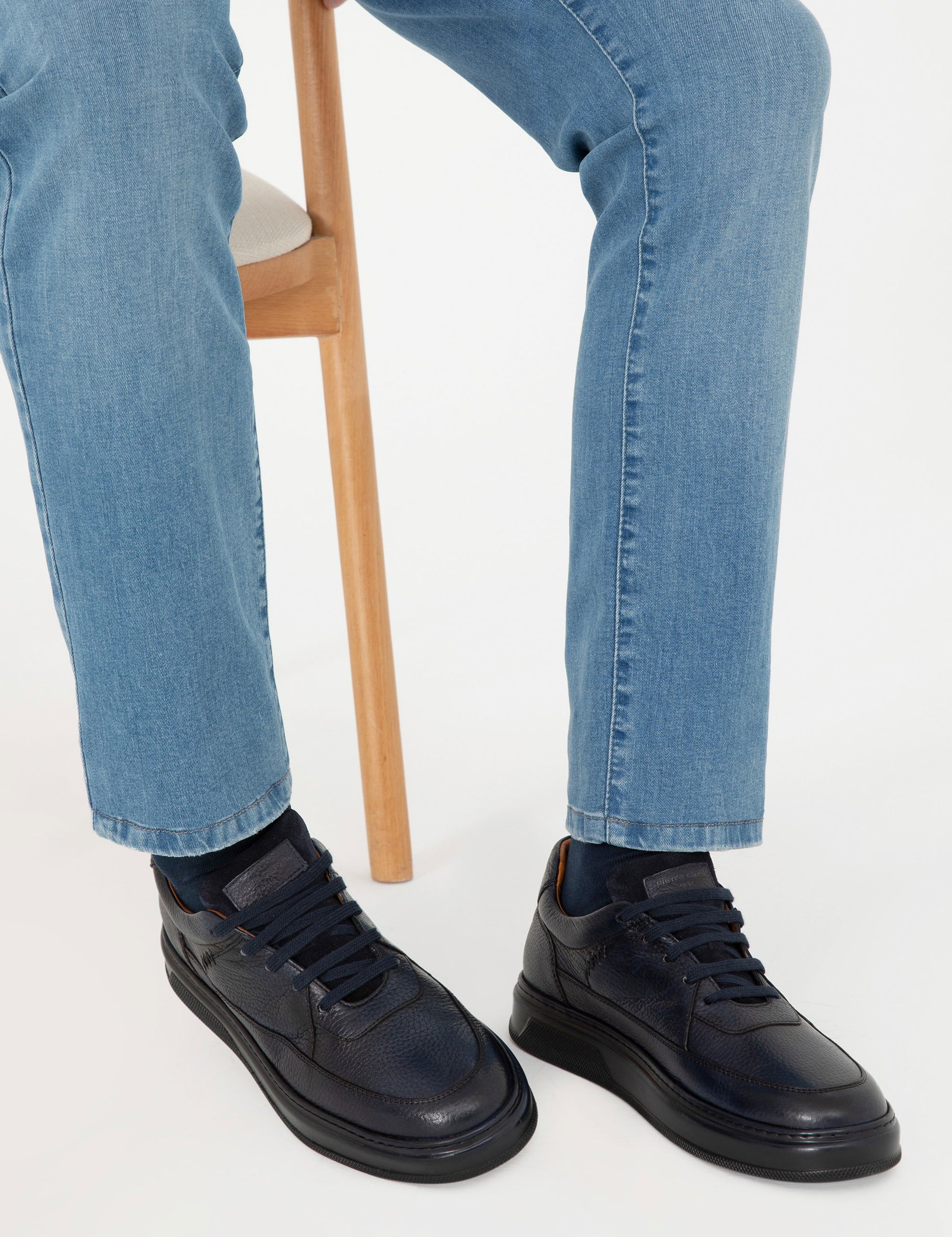 Navy Blue 100% Leather Casual Shoes