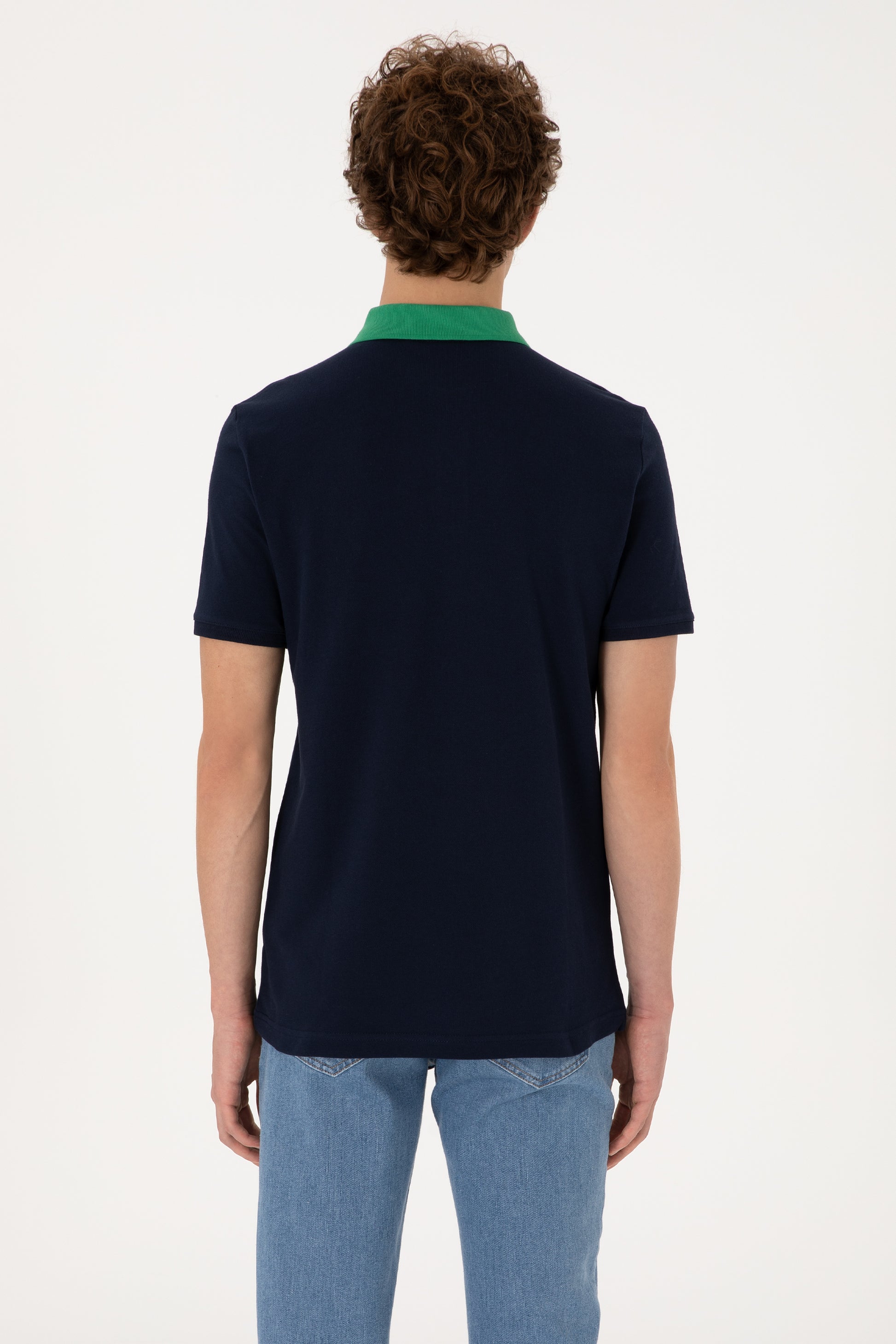 Men's Regular Fit Polo Neck Navy T-Shirt