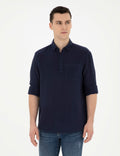 Navy Blue Comfort Fit Long Sleeve Shirt