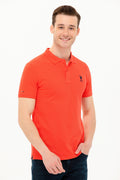 Men's Red Basic Polo Neck T-Shirt