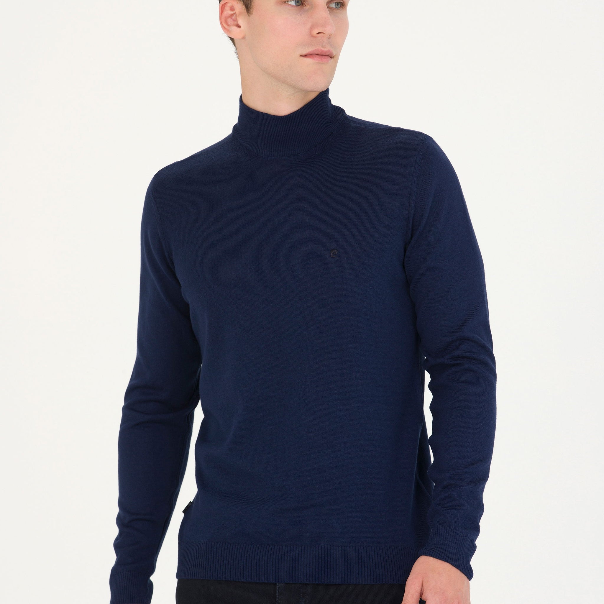 Light Navy Slim Fit Half Turtleneck Basic Sweater Sweater