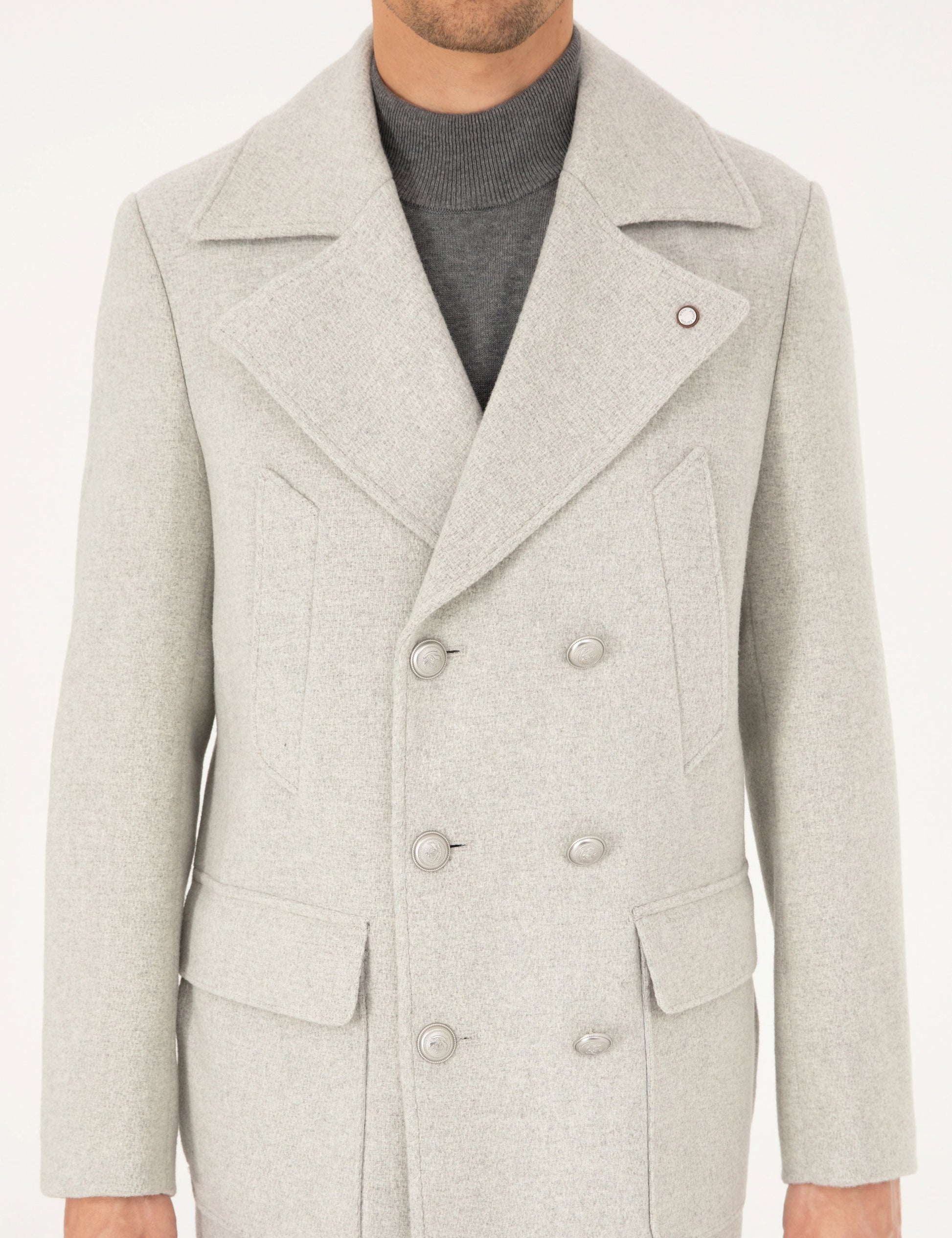 Light Gray Ex. Slim Fit Cashmere Coat