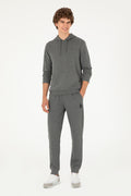 Men's Slim Fit Elastic Leg Anthracite Melange Sweatpants