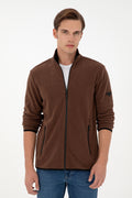 Men's Brown Basic Fleece Cardigan