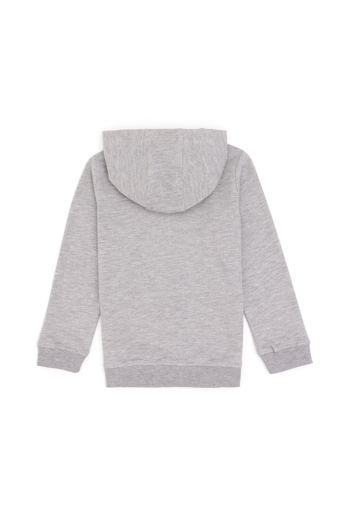Girls' Light Grey Melange Zipper Basic Sweatshirt
