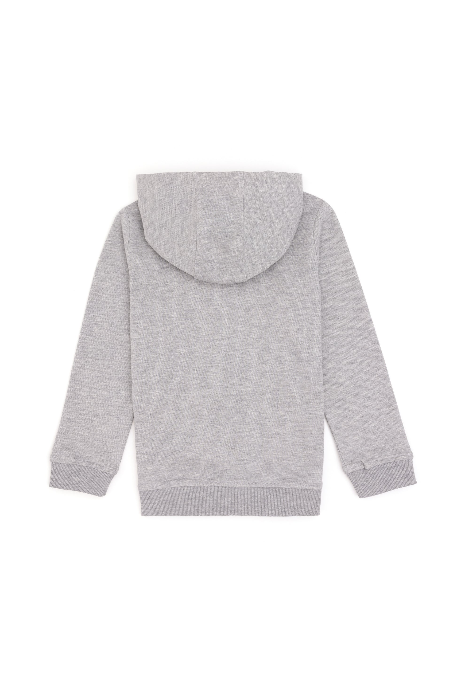 Girls' Light Grey Melange Zipper Basic Sweatshirt