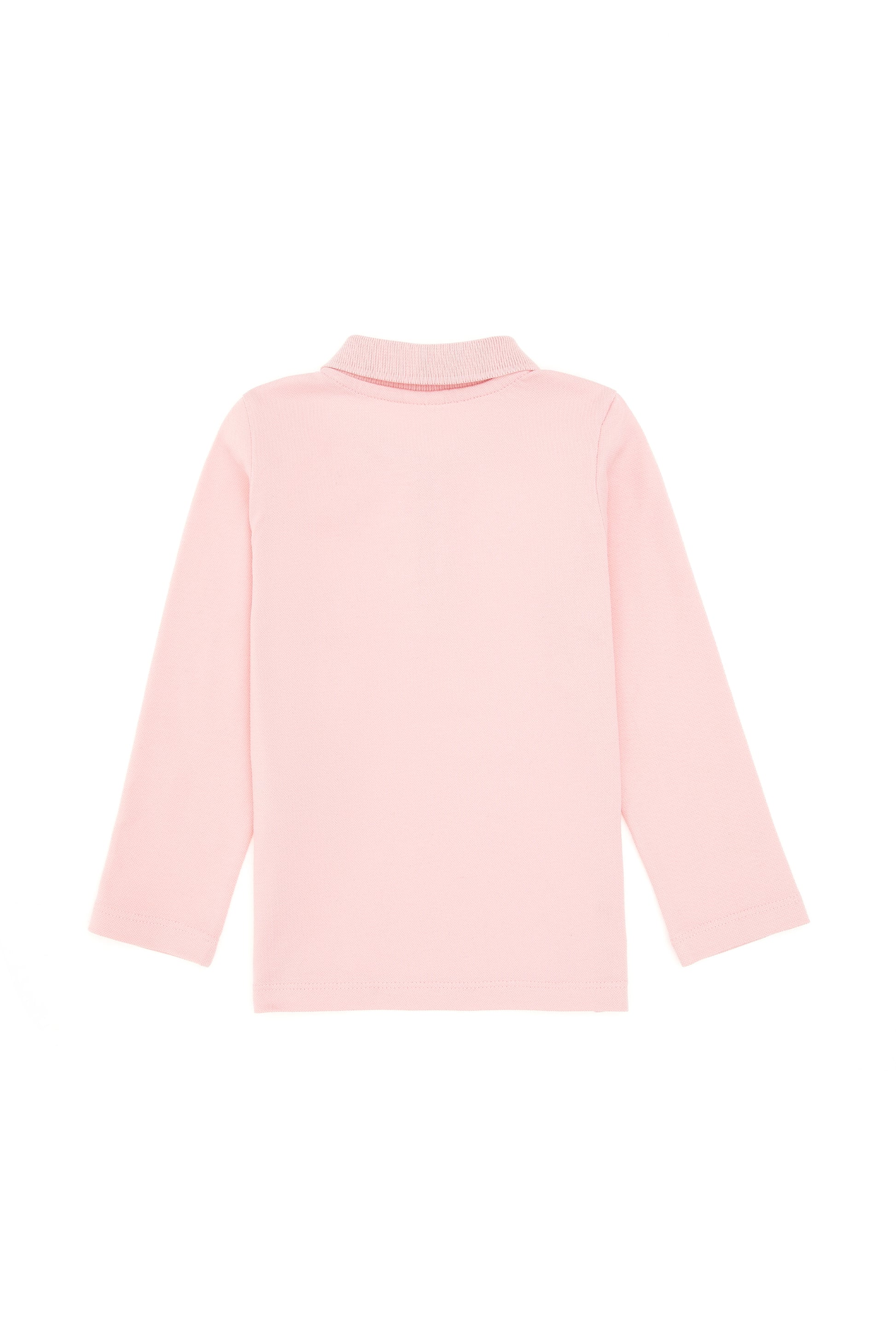 Baby Girl Powder Pink Polo Collar Sweatshirt
