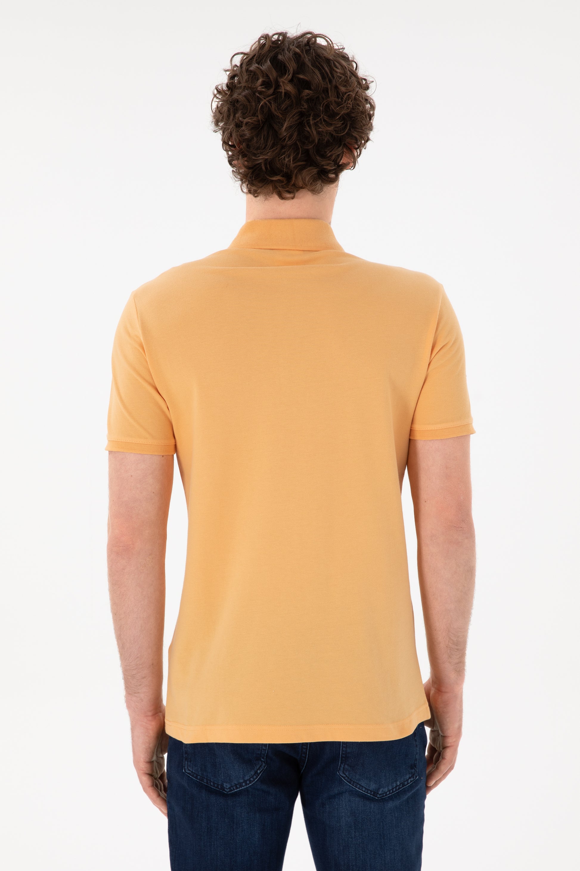 Men's Slim Fit Polo Neck Orange Basic T-Shirt