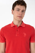 Men's Slim Fit Polo Neck Red Wash Basic T-Shirt