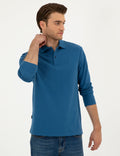 Light Navy Slim Fit Basic Sweatshirt