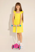 Girls' Neon Yellow Sleeveless Woven Dress