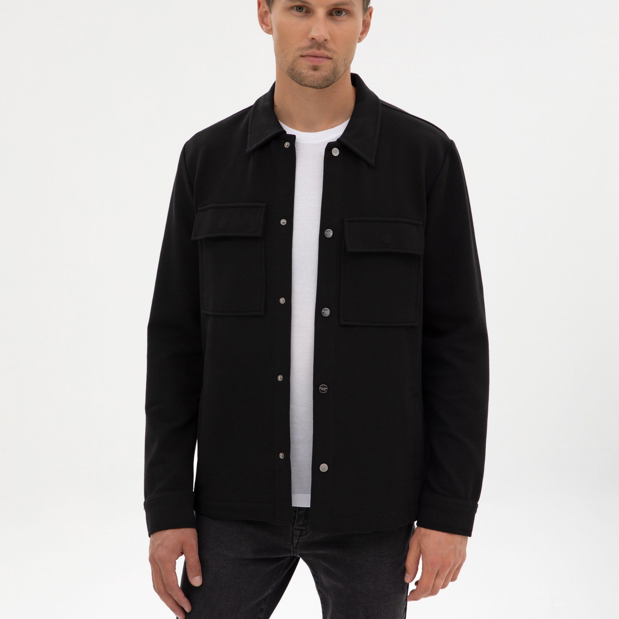 Siyah Regular Fit ��rme G��mlek