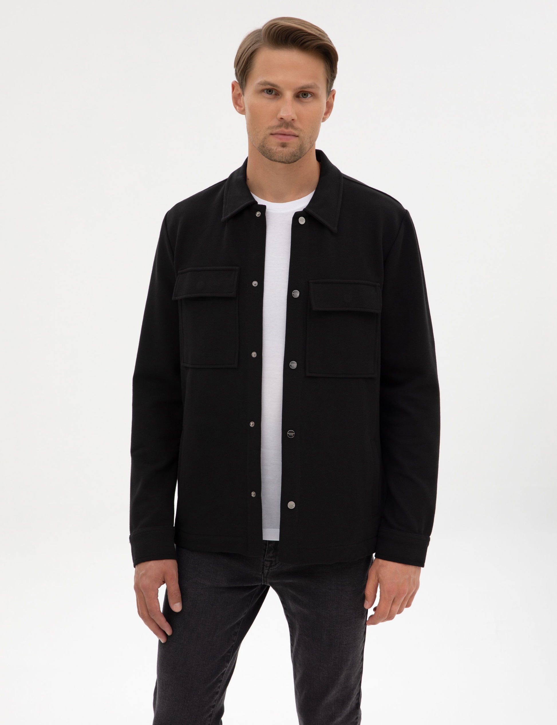 Siyah Regular Fit ��rme G��mlek