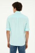 Men's Water Green Long Sleeve Basic Shirt