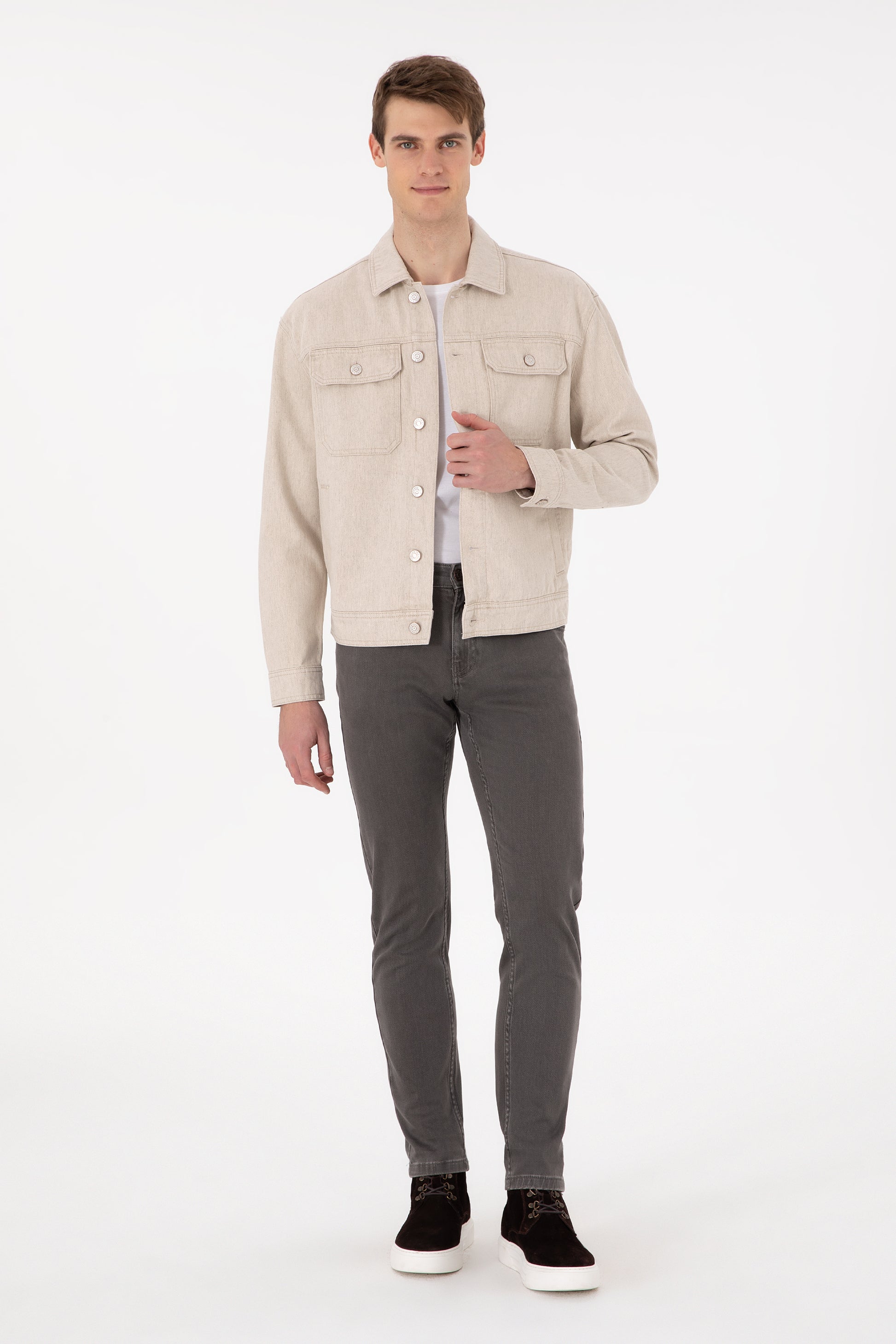 Men's Beige Jean Shirt