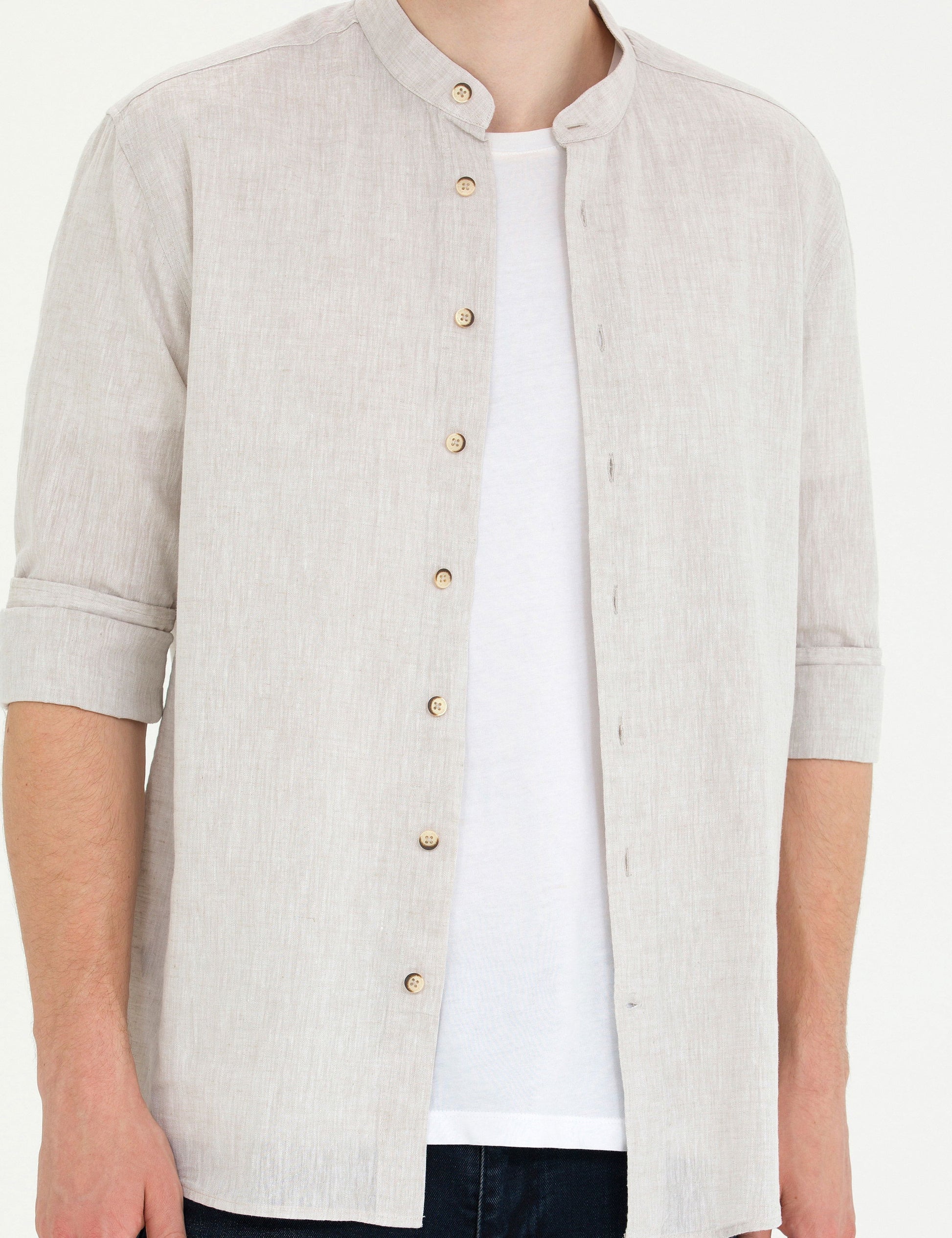 Light Brown Regular Fit Long Sleeve Shirt
